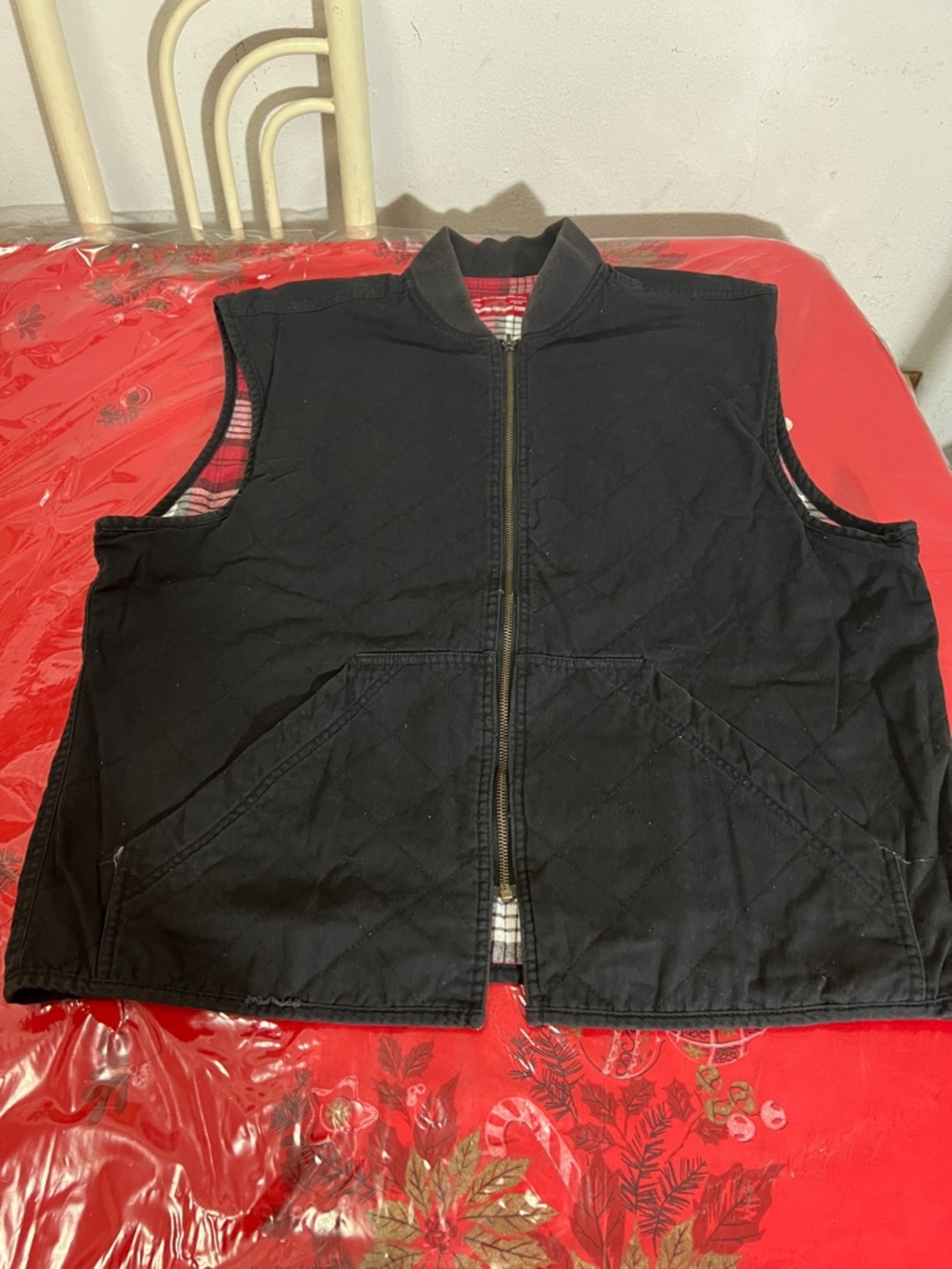 Vintage Marlboro Vest Mens Sz L Black Quilted Plaid Flannel Lined Reversible 90s - Picture 12 of 12